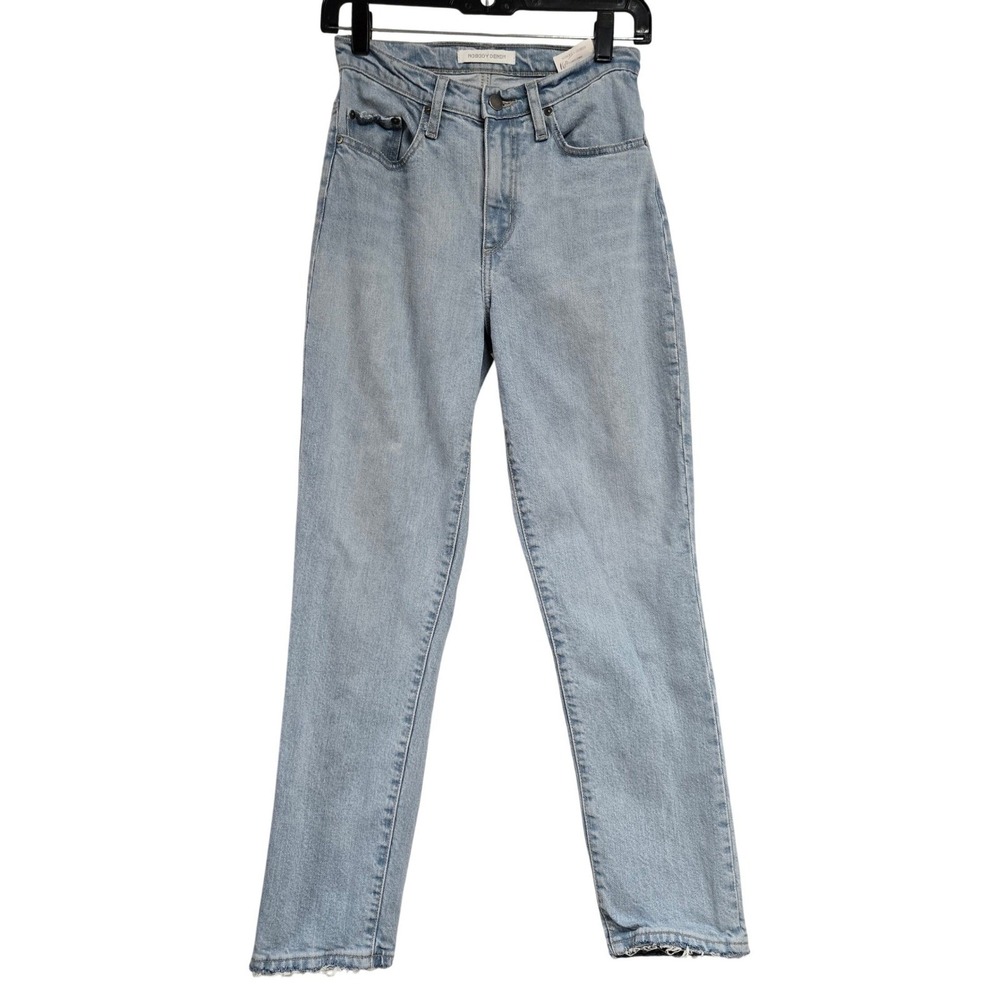 Nobody Denim Kennedy Jean Glacier Light Wash High Rise Slim‎ Ankle Raw Hem 25